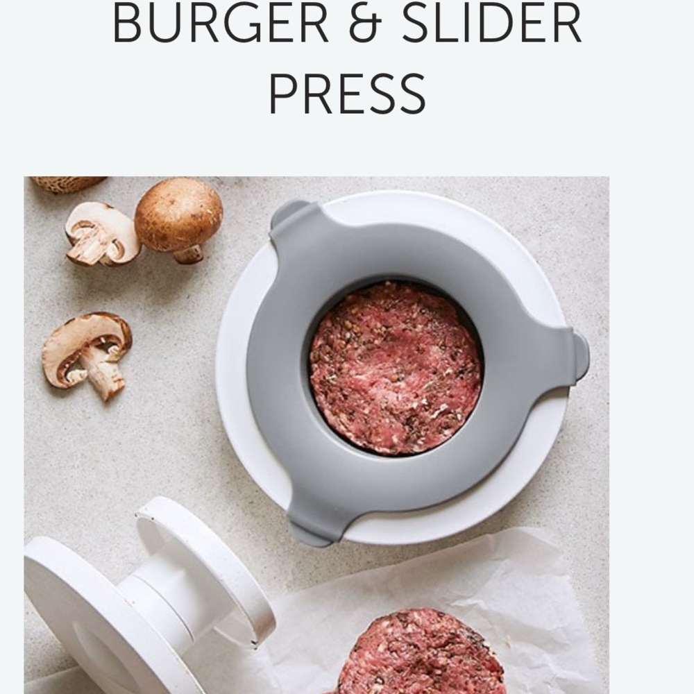 BNWT Pampered chef, white & gray Burger/ Slider Press